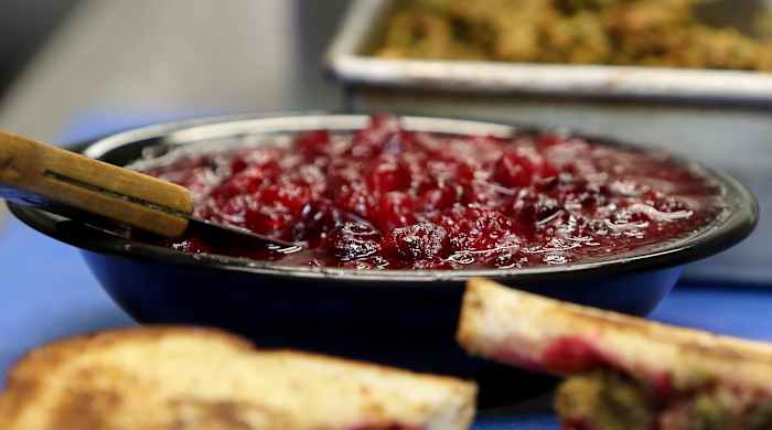 A bowl of homemade cranberry sauce